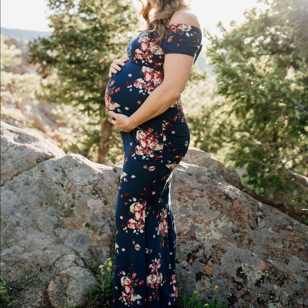 Pink Blush Off The Shoulder Wrap Maternity Dress